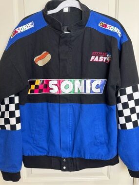Sonic the Hedgehog BoxLunch Racing Jacket Checkered Gotta Go Fast S/M